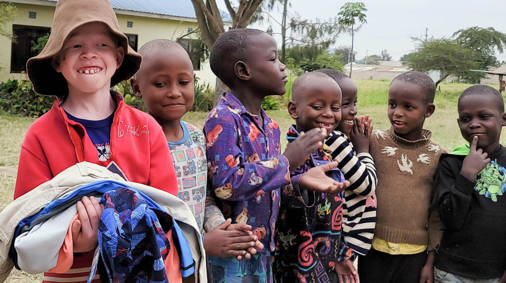 Albino Tanzanian boy receives SPF clothing