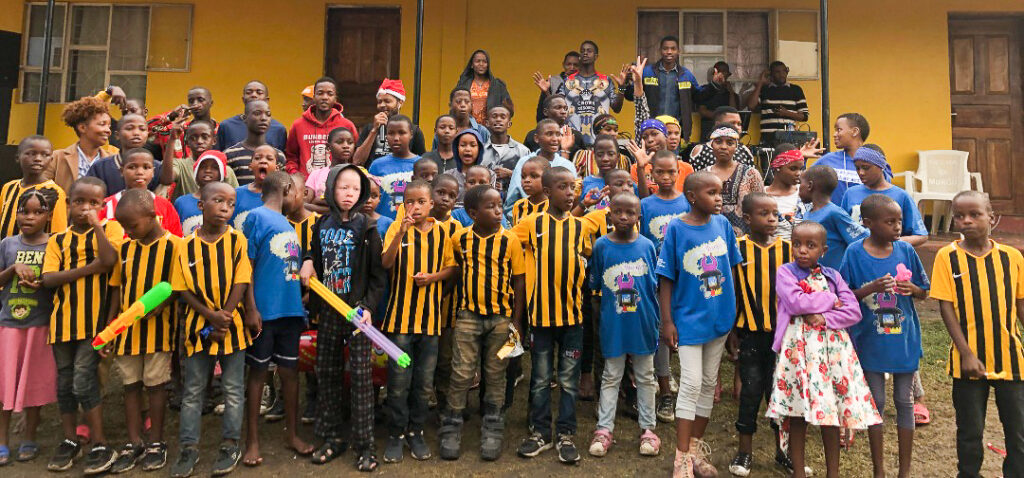 Orphan children in Tanzania during a Christmas party